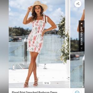 Cupshe Floral Print Smocked Bodycon